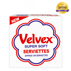 VELVEX WHITE PLAIN SERVIETTES 100 SHEETS - Bulkbox Wholesale