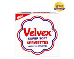 VELVEX WHITE PLAIN SERVIETTES 100 SHEETS - Bulkbox Wholesale