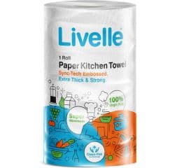 LIVELLE KITCHEN TOWEL SINGLES WHITE 20X1S - Bulkbox Wholesale