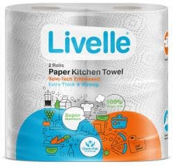 LIVELLE KITCHEN TOWEL TWINS WHITE 10X2S - Bulkbox Wholesale