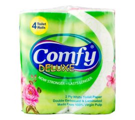 Comfy Deluxe 2ply  Tissue Roll 12x4Pack - Bulkbox Wholesale