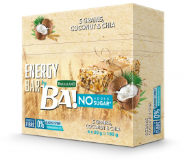 Bakalland - Ba! Bar No Sugar Coconut & Chia  25x30g - Bulkbox Wholesale