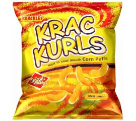 Krac Kurls Chilli Lemon Corn Puffs  48x25g - Bulkbox Wholesale