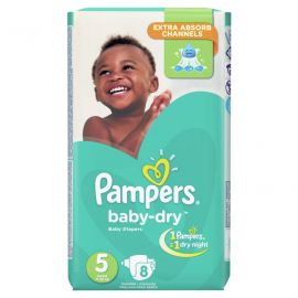Pampers Baby Dry   Junior Unisex 8x8 Diapers - Bulkbox Wholesale