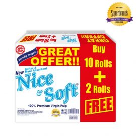 Nice & Soft 2-Ply Toilet Tissue - 10s'x4 + 8 Rolls Free - Bulkbox Wholesale