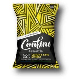 Confini Liquorice Sour Belts Lemon Sorbet 6x75g - Bulkbox Wholesale