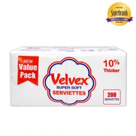 Velvex White Plain Serviettes 15x200 Sheets - Bulkbox Wholesale