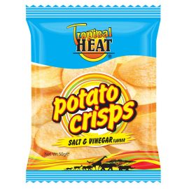 Tropical Heat Potato Crisps Salt & Vinegar 48x50g - Bulkbox Wholesale