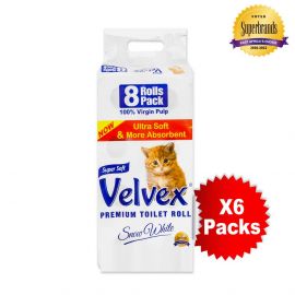 Velvex 2-Ply Toilet Tissue - 8s'x6 - Bulkbox Wholesale