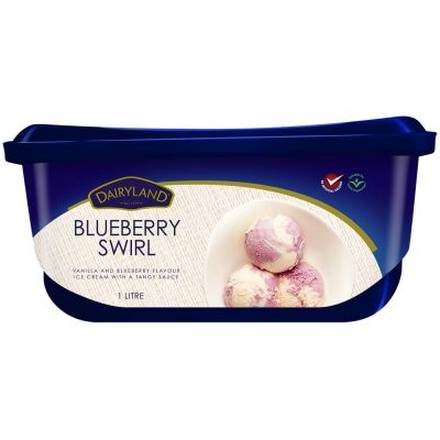 DAIRYLAND REAL FRUIT BLUEBERRY SWIRL ICE CREAM 1L - Bulkbox Wholesale