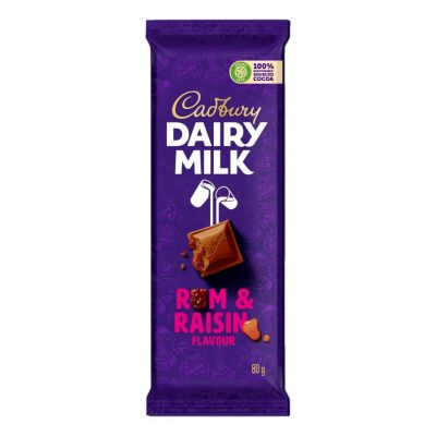 CADBURY RUM & RAISIN CHOCOLATE 6X80G - Bulkbox Wholesale