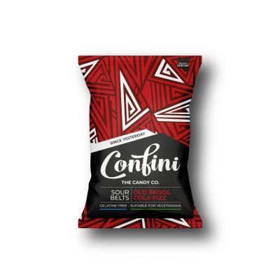 CONFINI LIQUORICE SOUR BELTS OLD SKOOL COLA FIZZ 6X75G - Bulkbox Wholesale