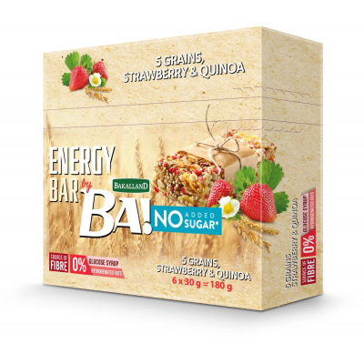 BAKALLAND - BA! BAR NO SUGAR STRAWBERRY & QUINOA 25X30G - Bulkbox Wholesale