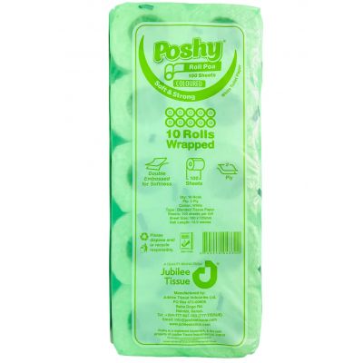 POSHY ROLL POA TOILET TISSUE UNWRAPPED GREEN 4X10S - Bulkbox Wholesale
