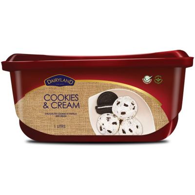 DAIRYLAND PREMIUM COOKIES & CREAM ICE CREAM 1X1L - Bulkbox Wholesale