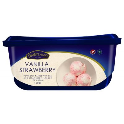 DAIRYLAND VANILLA/STRAWBERRY ICE CREAM 1X1L - Bulkbox Wholesale