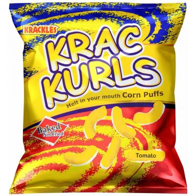 KRAC KURLS TOMATO CORN PUFFS 48X25G - Bulkbox Wholesale