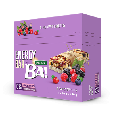 BAKALLAND - BA! ENERGY BAR 5 FOREST FRUITS 25X40G - Bulkbox Wholesale