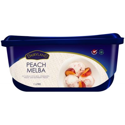 DAIRYLAND REAL FRUIT PEACH MELBA ICE CREAM 1X1L - Bulkbox Wholesale