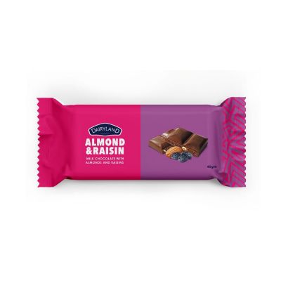 DAIRYLAND ALMOND & RAISIN CHOCOLATE 12X80G - Bulkbox Wholesale