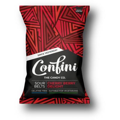 CONFINI LIQUORICE SOUR BELTS CHERRY BERRY DELIGHT 6X75G - Bulkbox Wholesale