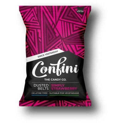 CONFINI LIQUORICE DUSTED BELTS SIMPLY STRAWBERRY 6X75G - Bulkbox Wholesale