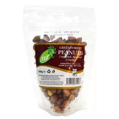 GREENFOREST UNPEELED PEANUTS SALTED SUP 24X100G - Bulkbox Wholesale
