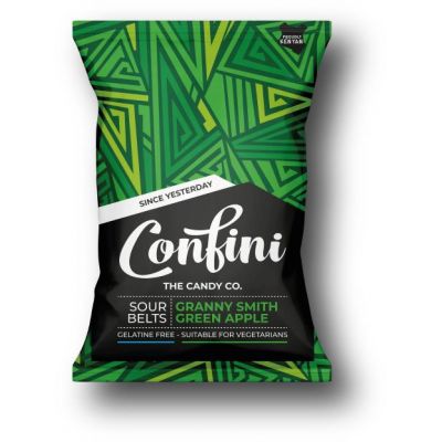 CONFINI LIQUORICE SOUR BELTS GRANNY SMITH GREEN APPLE 6X75G - Bulkbox Wholesale