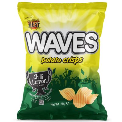 TROPICAL HEAT WAVES CRISPS CHILLI LEMON 30G - Bulkbox Wholesale