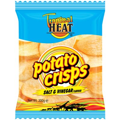 TROPICAL HEAT POTATO CRISPS SALT & VINEGAR 6X400G - Bulkbox Wholesale