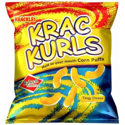 KRAC KURLS TANGY CHEESE CORN PUFFS 48X25G - Bulkbox Wholesale