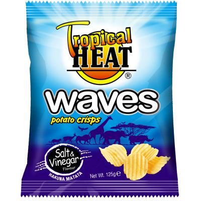 TROPICAL HEAT WAVES CRISPS SALT & VINEGAR 36X30G - Bulkbox Wholesale