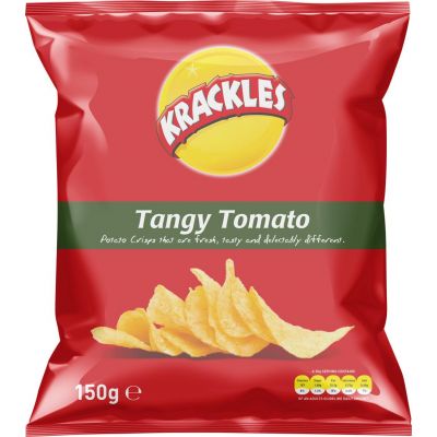 KRACKLES POTATO CRISPS TANGY TOMATO 12X125G - Bulkbox Wholesale