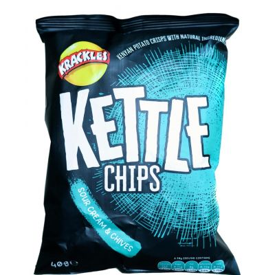 KETTLE COOKED POTATO CRISPS SOUR CREAM & CHIVE 48X40G - Bulkbox Wholesale