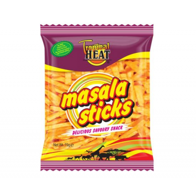 TROPICAL HEAT POTATO MASALA STICKS 12X70G - Bulkbox Wholesale