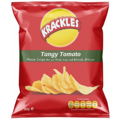 KRACKLES POTATO CRISPS TANGY TOMATO 12X125G - Bulkbox Wholesale
