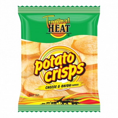 TROPICAL HEAT POTATO CRISPS CHEESE & ONION 48X50G - Bulkbox Wholesale