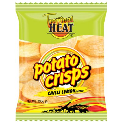 TROPICAL HEAT POTATO CRISPS CHILLI LEMON 24X100G - Bulkbox Wholesale