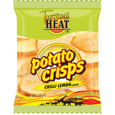 TROPICAL HEAT POTATO CRISPS CHILLI LEMON 24X100G - Bulkbox Wholesale