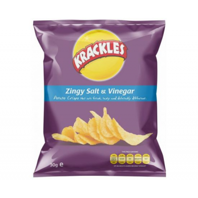 KRACKLES POTATO CRISPS ZINGY SALT & VINEGAR 12X125G - Bulkbox Wholesale