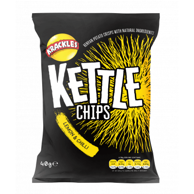 KETTLE COOKED POTATO CRISPS LEMON & CHILLI 48X40G - Bulkbox Wholesale
