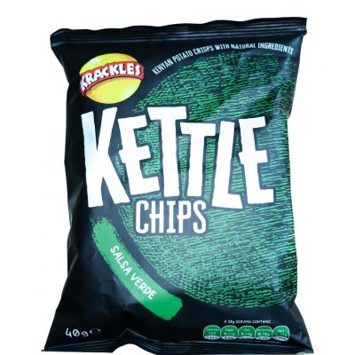 KETTLE COOKED POTATO CRISPS SALSA VERDE 48X40G - Bulkbox Wholesale