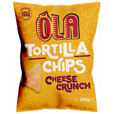 OLA TORTILLA CHIPS CHEESE CRUNCH 12X200G - Bulkbox Wholesale