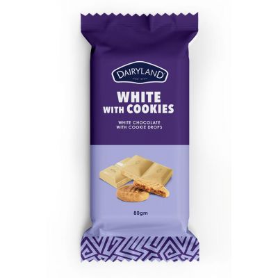 DAIRYLAND WHITE WITH COOKIES CHOCOLATE 80G - Bulkbox Wholesale