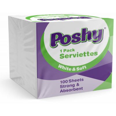 POSHY SERVIETTES  100 SHEETS - Bulkbox Wholesale