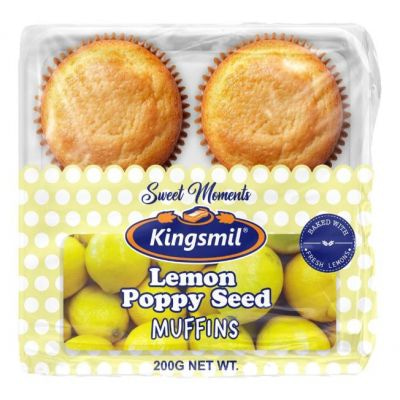 KINGSMIL SWEET MOMENTS LEMON AND POPPY MUFFINS (EGGLESS) 4'S 200G - Bulkbox Wholesale