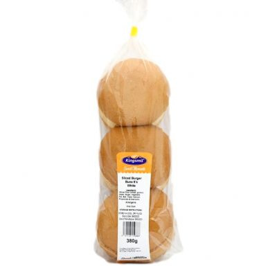 KINGSMIL PLAIN SLICED BURGER BUNS 6'S WHITE 380G - Bulkbox Wholesale