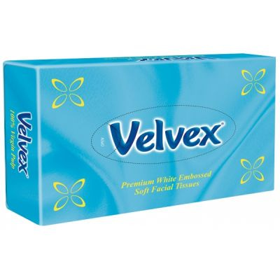 VELVEX FACIAL TISSUE EMBOSSED BLUE STANDARD 80 SHEETS - Bulkbox Wholesale