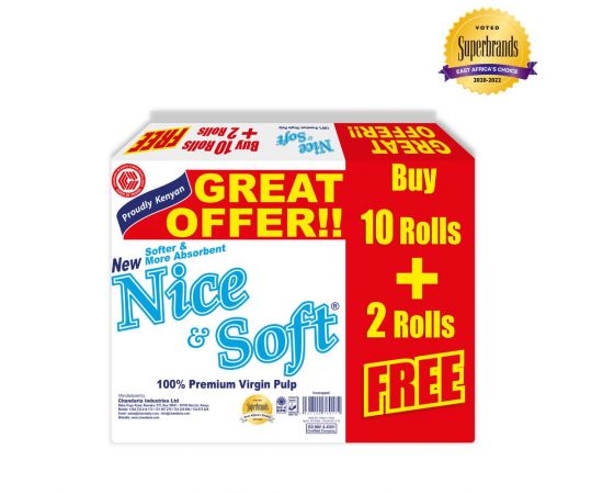 Nice & Soft 2-Ply Toilet Tissue - 10s'x4 + 8 Rolls Free - Bulkbox Wholesale