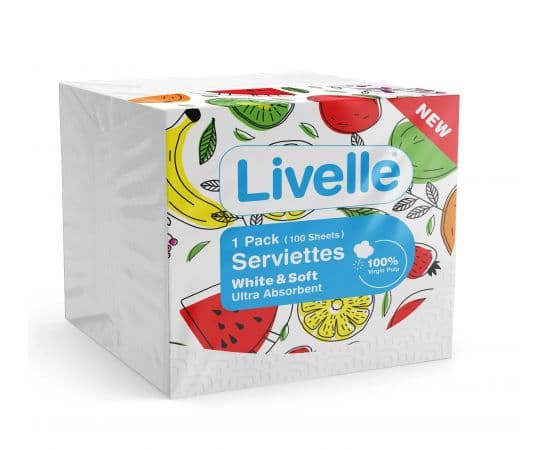 Livelle Serviettes  18x100 Sheets - Bulkbox Wholesale